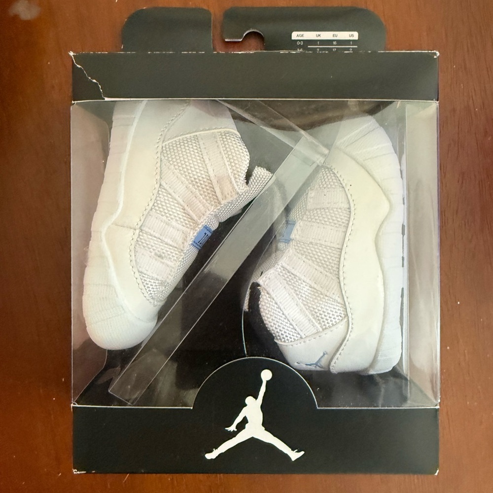 Jordan Kids White and Light Blue Sneakers